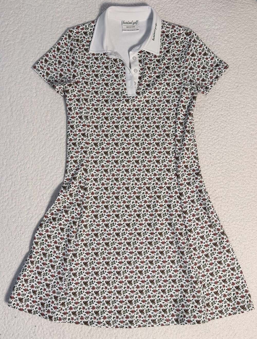 Barstool Golf Women's Floral Print Short Sleeve Polo Athletic Dress